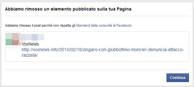 Facebook censura il termine ‘ZINGARO’: VOX bloccato 30 ore..