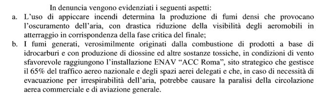 ENAV denuncia: “Rischio disastro aereo per roghi tossici campo nomadi” – LEGGI DENUNCE