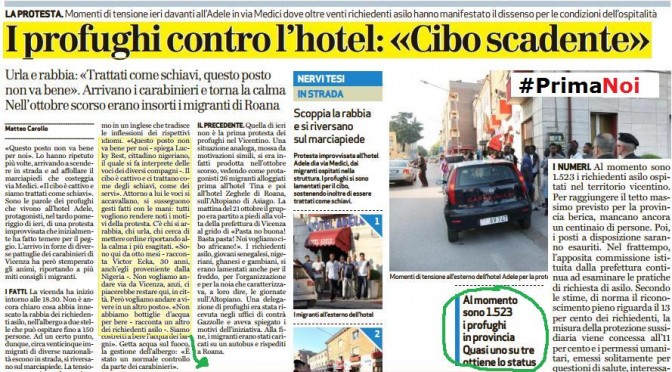 Profughi contro hotel: “Cibo scadente”