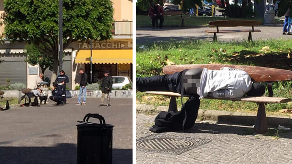 Migrante dorme seminudo fuori dalla chiesa – FOTO