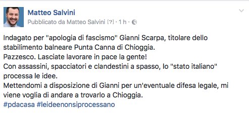 Salvini verso visita alla ‘spiaggia fascista’