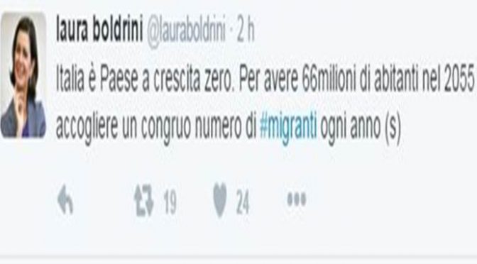 Boldrini pubblica bufala su se stessa: “Mai detto vadano accolti tutti”