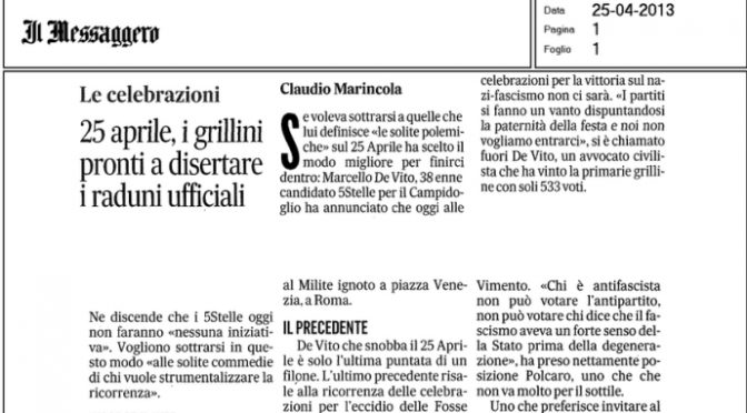 Quando i grillini disertavano il 25 aprile: “Festa morta”