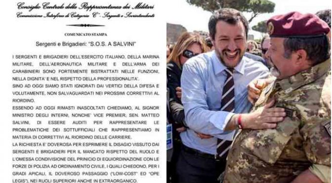 Militari si appellano a Salvini: “Trenta non ci rispetta”