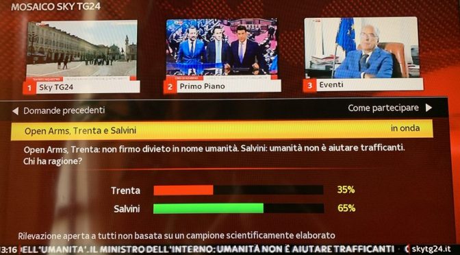 Open Arms, Salvini resiste e italiani stanno con lui: 65% contro la cacasotto Trenta