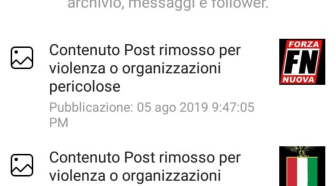 Facebook minaccia utenti che condividono link di FN e CasaPound