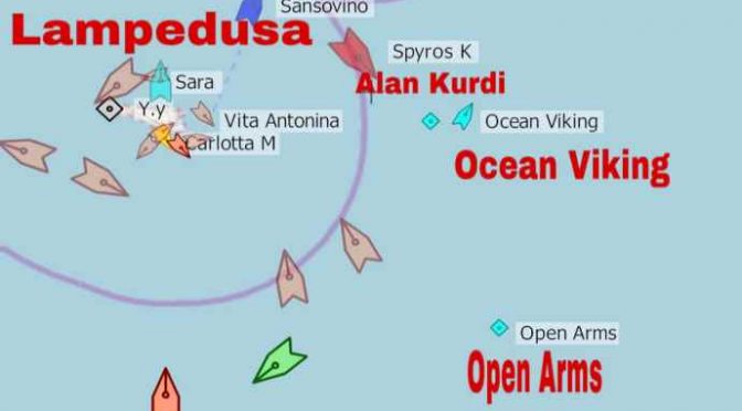 ONG assediano Lampedusa con 250 clandestini: aspettano chiusura urne in Umbria