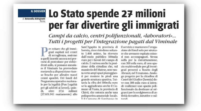 Governo spende 27 milioni di euro per divertire i migranti