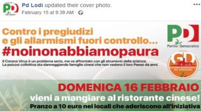 Coronavirus, prima scoppio epidemia PD organizzò cena dal Cinese | Vøx