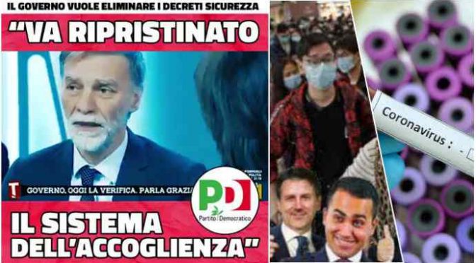 Pd, dopo il Coronavirus vogliono inondarci di criminali:”Via i decreti sicurezza”