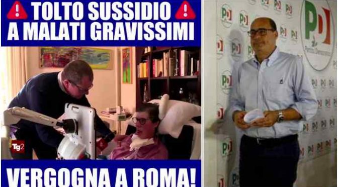 Lazio, Zingaretti taglia sussidio a 800 disabili gravi ma regala 700mila euro all’Ong di sinistra – VIDEO