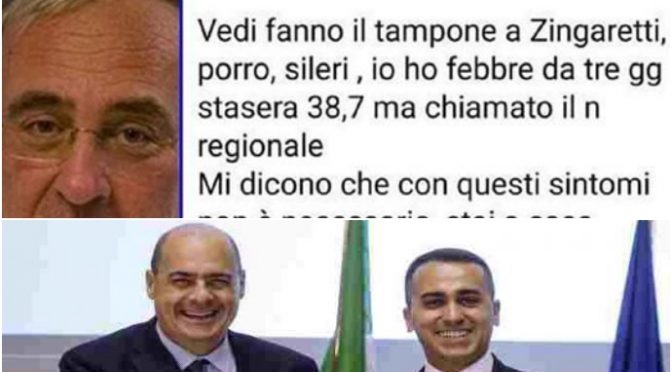 Post del medico ucciso dal coronavirus: “A me non fanno il tampone, lo fanno a Zingaretti”