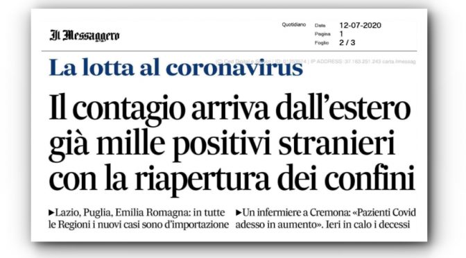 Coronavirus: contagio rallenta, ormai viene solo dall’estero