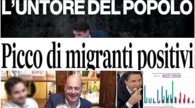 Conte e Zingaretti ci riempiono di clandestini infetti e attaccano Salvini per la mascherina: untori e ladri di democrazia