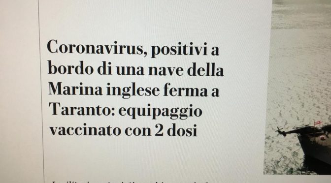 Epidemia covid a bordo nave militare inglese: tutti vaccinati con 2 dosi