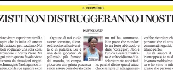 E’ tornata l’atleta fallita dell’uovo ‘razzista’ Osekue, figlia del boss nigeriano: Italia razzista 🤡