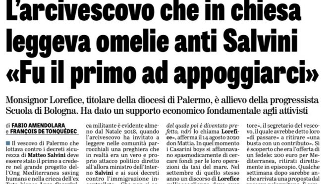 Vescovo Palermo usava i soldi dei poveri per finanziare Casarini