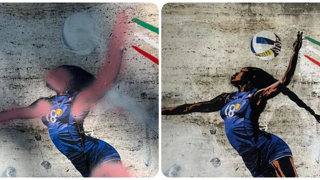 Blitz futurista contro il murale di Egonu, Vannacci: “Colpa dei woke”